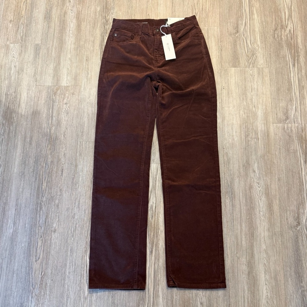 AG Adriano Goldshmied Womens 25 Brinley Mid Rise Straight Corduroy‎ Jeans Brown